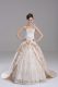 Vintage Brush Train Ball Gowns Quinceanera Gown Champagne One Shoulder Satin Sleeveless Lace Up