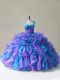 Multi-color Sleeveless Floor Length Beading and Ruffles Zipper Quinceanera Gowns