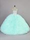 Fashion Halter Top Sleeveless Lace Up Quince Ball Gowns Apple Green Organza