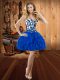 Excellent Sweetheart Sleeveless Organza Prom Gown Embroidery and Ruffles Lace Up