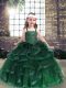 Eye-catching Floor Length Ball Gowns Sleeveless Green Little Girls Pageant Gowns Lace Up