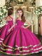 Cheap Straps Sleeveless Lace Up Little Girl Pageant Gowns Fuchsia Organza