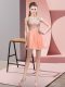 Luxurious Beading Prom Gown Peach Zipper Sleeveless Mini Length Luxurious Beading Prom Gown Peach Zipper Sleeveless Mini Length