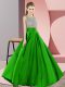 Sleeveless Elastic Woven Satin Floor Length Backless Evening Dress in Green with Beading