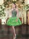 Classical Mini Length Prom Dresses Organza Sleeveless Beading and Ruffled Layers