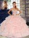 Nice Sleeveless Lace Up Floor Length Beading and Ruffles Quinceanera Gown