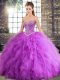 Dazzling Sleeveless Lace Up Floor Length Beading and Ruffles Sweet 16 Quinceanera Dress