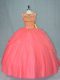 Super Tulle Sleeveless Sweet 16 Dress Brush Train and Beading