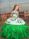 Amazing Green Ball Gowns Embroidery Child Pageant Dress Lace Up Organza Sleeveless Floor Length