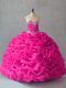 Fuchsia Sweetheart Lace Up Beading and Pick Ups and Hand Made Flower Sweet 16 Quinceanera Dress Sleeveless