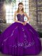 Elegant Tulle Sleeveless Floor Length Sweet 16 Quinceanera Dress and Beading and Embroidery