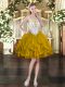 Extravagant Mini Length Ball Gowns Sleeveless Olive Green Prom Dress Zipper