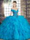 Sleeveless Beading and Ruffles Lace Up Quinceanera Gowns