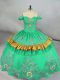 Turquoise Quinceanera Gowns Sweet 16 and Quinceanera with Embroidery Off The Shoulder Sleeveless Zipper