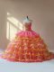 Pink Quinceanera Gowns Organza Sleeveless Beading and Ruching