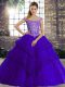 Purple Sweet 16 Dress Off The Shoulder Sleeveless Brush Train Lace Up