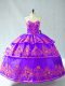 Colorful Purple Sleeveless Organza Lace Up Quinceanera Gowns for Sweet 16 and Quinceanera