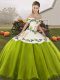 Organza Off The Shoulder Sleeveless Lace Up Embroidery Vestidos de Quinceanera in Olive Green