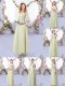 Lace and Belt Quinceanera Court of Honor Dress Yellow Green Side Zipper Half Sleeves Floor Length