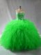 Most Popular Sleeveless Tulle Floor Length Lace Up Vestidos de Quinceanera in with Beading and Ruffles