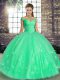 Turquoise and Apple Green Sleeveless Tulle Lace Up Quinceanera Gowns for Military Ball and Sweet 16 and Quinceanera