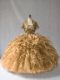 Brown Vestidos de Quinceanera Sweet 16 and Quinceanera with Beading and Ruffles Strapless Sleeveless Lace Up