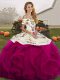 Off The Shoulder Sleeveless Tulle Sweet 16 Dress Embroidery and Ruffles Lace Up