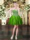 Green Satin Lace Up Homecoming Dress Sleeveless Mini Length Beading