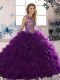 Cheap Floor Length Ball Gowns Sleeveless Purple Sweet 16 Dresses Lace Up