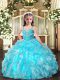 Sleeveless Beading and Ruffles Lace Up Kids Formal Wear