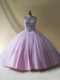 Graceful Baby Pink Sleeveless Tulle Lace Up Quince Ball Gowns for Sweet 16 and Quinceanera