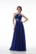 Decent One Shoulder Sleeveless Prom Dresses Floor Length Beading Royal Blue Chiffon