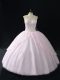 Spectacular Pink Sweet 16 Dress Tulle Sleeveless Beading and Appliques