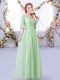 Unique Apple Green Scoop Side Zipper Lace and Belt Quinceanera Dama Dress Half Sleeves