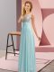 Great Sleeveless Floor Length Beading Side Zipper Damas Dress with Aqua Blue