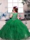 Green Ball Gowns Scoop Sleeveless Organza Floor Length Zipper Beading and Ruffles High School Pageant Dress