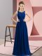 Deluxe Sleeveless Chiffon Floor Length Zipper Quinceanera Court Dresses in Royal Blue with Beading and Appliques