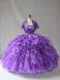 Purple Lace Up Strapless Beading and Ruffles 15 Quinceanera Dress Taffeta Sleeveless