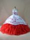 Fabulous Sweetheart Sleeveless Court Train Lace Up Sweet 16 Quinceanera Dress White And Red Satin and Organza