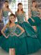 Sleeveless Lace Up Floor Length Beading and Embroidery Quince Ball Gowns