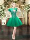 Dark Green Tulle Lace Up Sweetheart Sleeveless Mini Length Evening Dress Beading