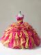Multi-color Zipper Straps Beading and Ruffles Quince Ball Gowns Organza Sleeveless