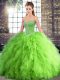 Noble Floor Length Lace Up Quinceanera Gowns for Military Ball and Sweet 16 and Quinceanera with Beading and Ruffles