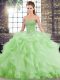 Sweetheart Neckline Beading and Ruffles 15 Quinceanera Dress Sleeveless Lace Up