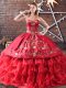 Luxury Embroidery and Ruffled Layers Sweet 16 Quinceanera Dress Red