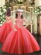 Sleeveless Lace Up Floor Length Appliques Girls Pageant Dresses