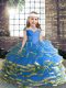 Lovely Sleeveless Beading and Ruffled Layers and Ruching Lace Up Pageant Dress Toddler
