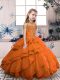 Best Floor Length Orange Red Kids Formal Wear Organza Sleeveless Beading Best Floor Length Orange Red Kids Formal Wear Organza Sleeveless Beading