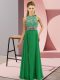 Superior Scoop Sleeveless Evening Dress Floor Length Beading Green Chiffon