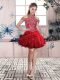 Sweet Halter Top Sleeveless Lace Up Prom Dresses Red Organza